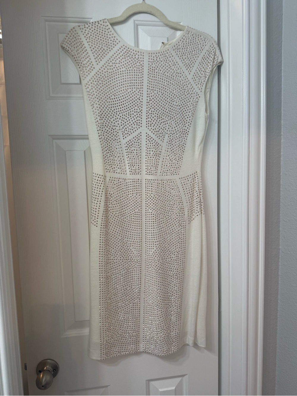 Rebecca Taylor Ivory Studded Cap-Sleeve Midi Dress